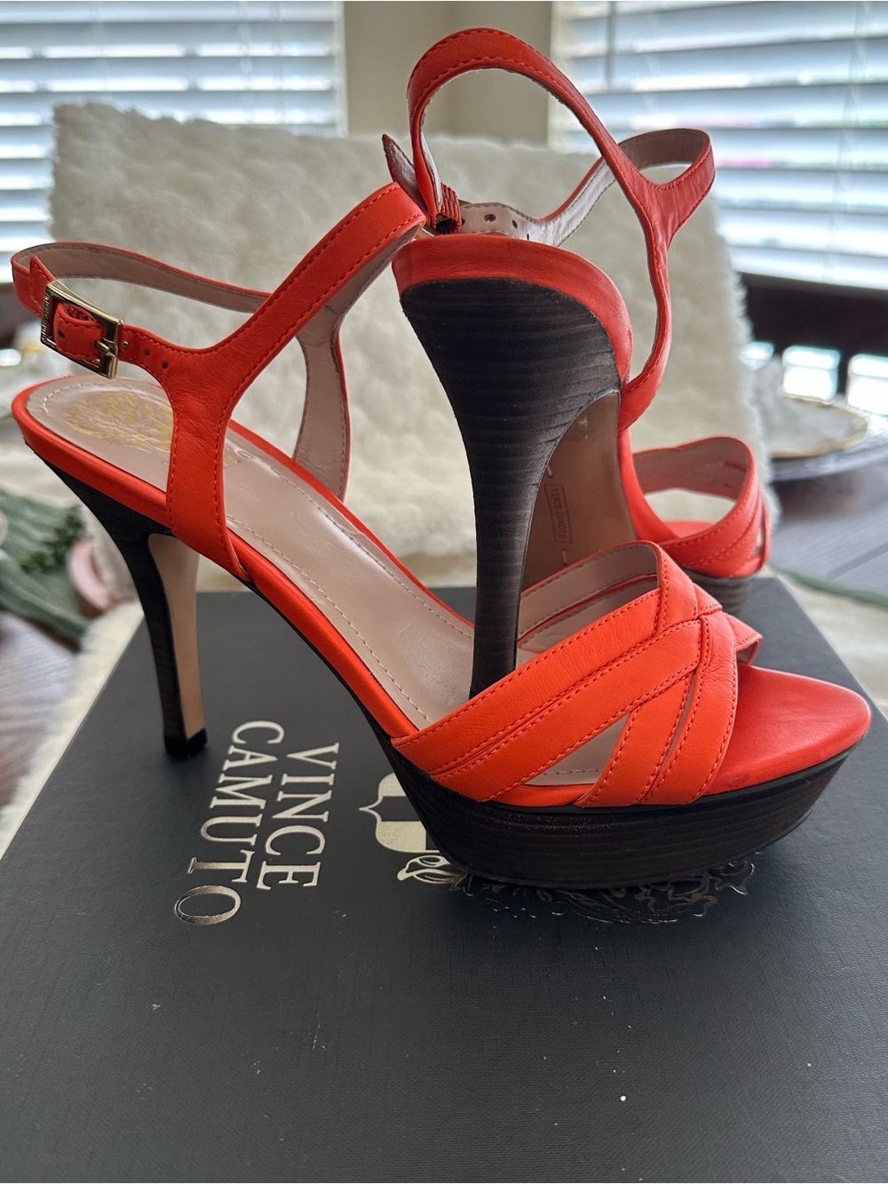 Vince Camuto Paden Heels in Tangerine
